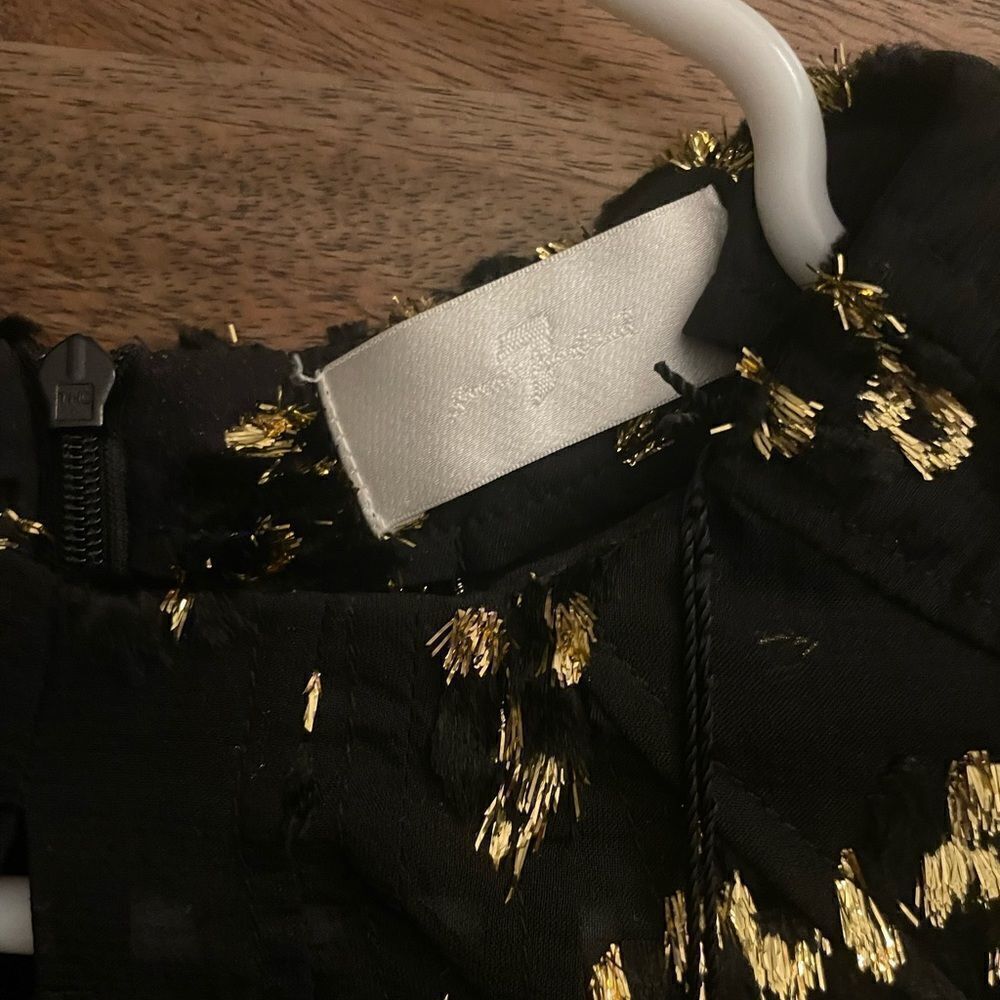 7 FOR ALL MANKIND sheer black blouse top with gold leopard print detail (small) - Picture 3 of 3